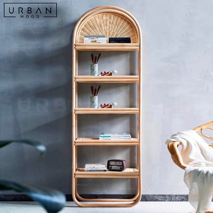 LAUKE Retro Rattan Display Shelf