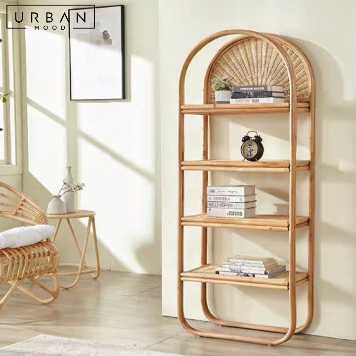 LAUKE Retro Rattan Display Shelf