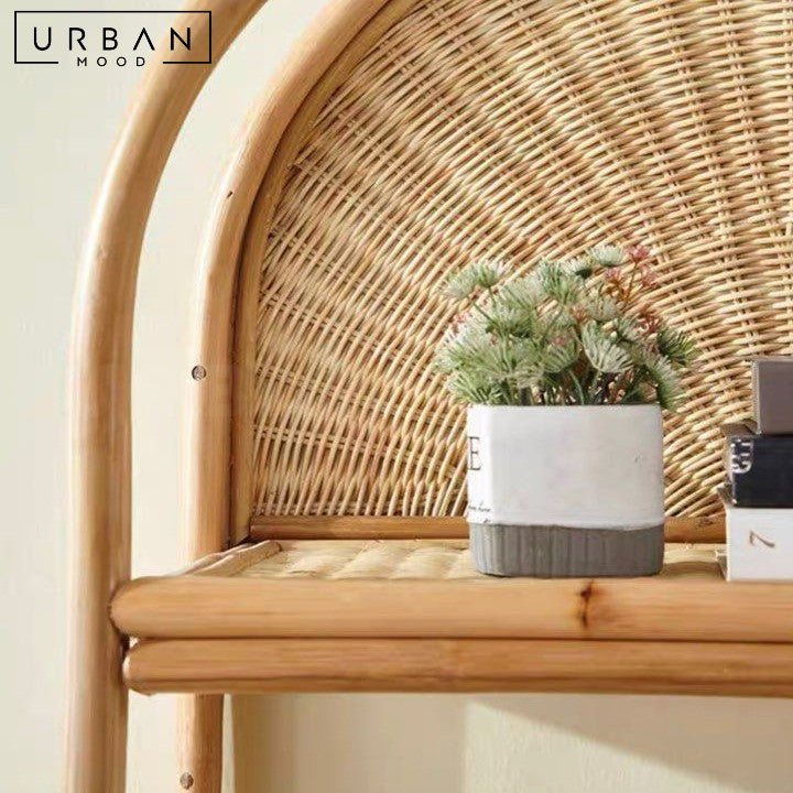 LAUKE Retro Rattan Display Shelf