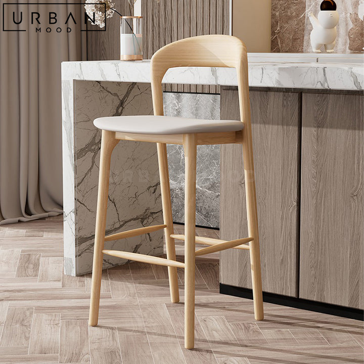 LAURENS Modern Solid Wood Bar Stool