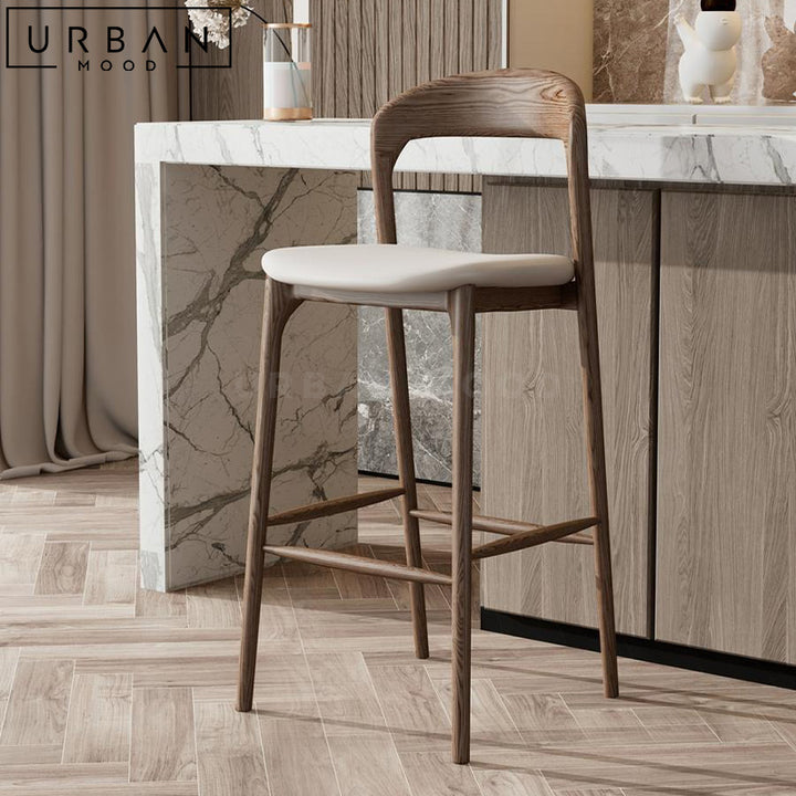 LAURENS Modern Solid Wood Bar Stool