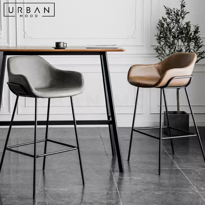 LAZARTE Modern Leather Bar Stool