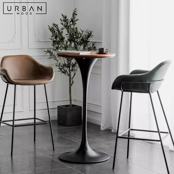 LAZARTE Modern Leather Bar Stool