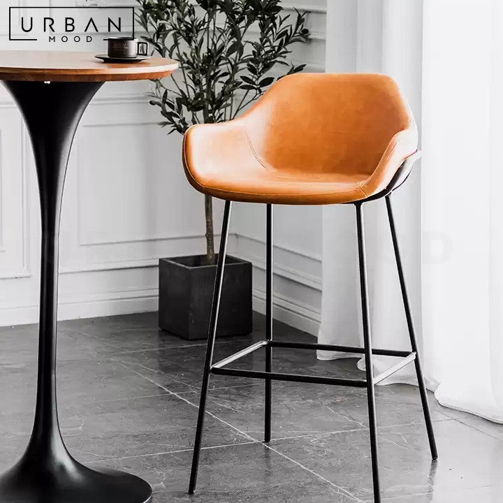 LAZARTE Modern Leather Bar Stool