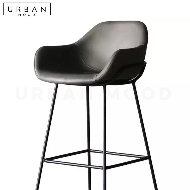 LAZARTE Modern Leather Bar Stool