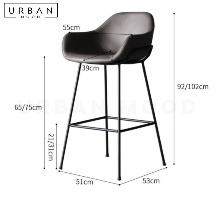 LAZARTE Modern Leather Bar Stool