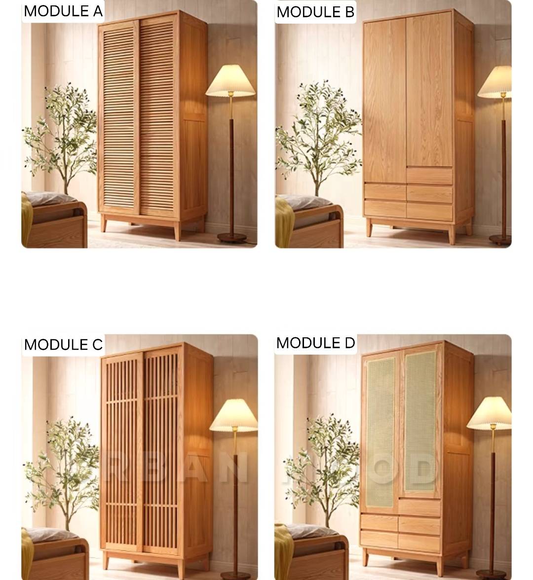 JENKIN Japandi Solid Wood Wardrobe