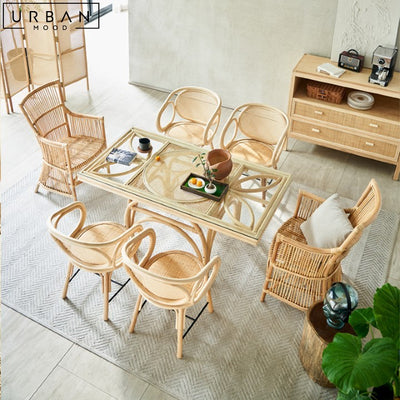 LEAO Rustic Rattan Dining Table