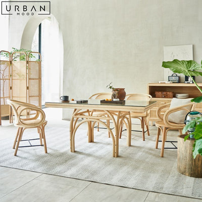 LEAO Rustic Rattan Dining Table
