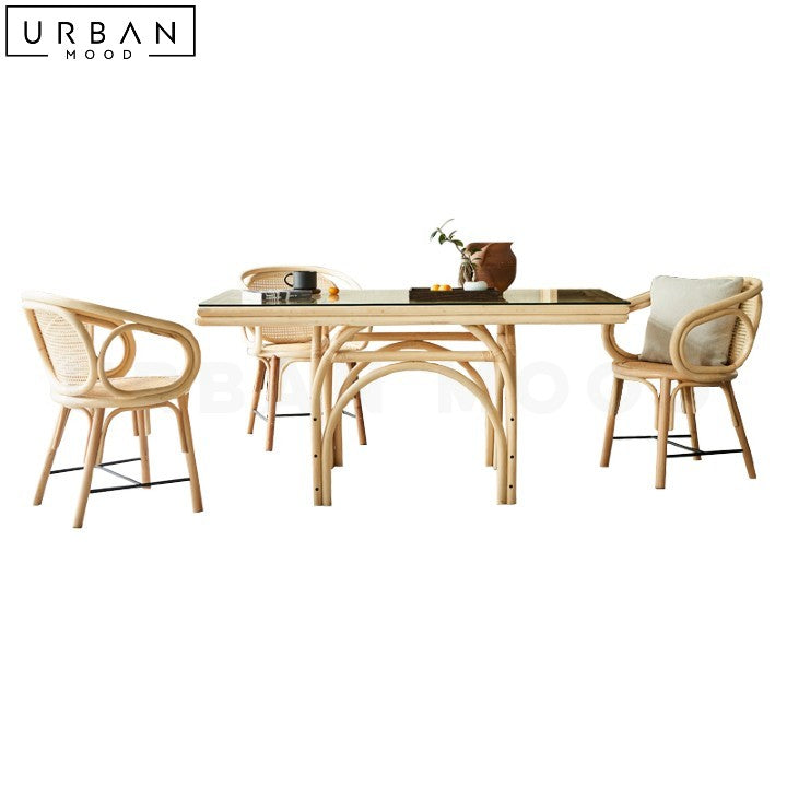 LEAO Rustic Rattan Dining Table