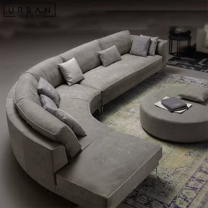 LEBON Modern Curved Leather Sofa