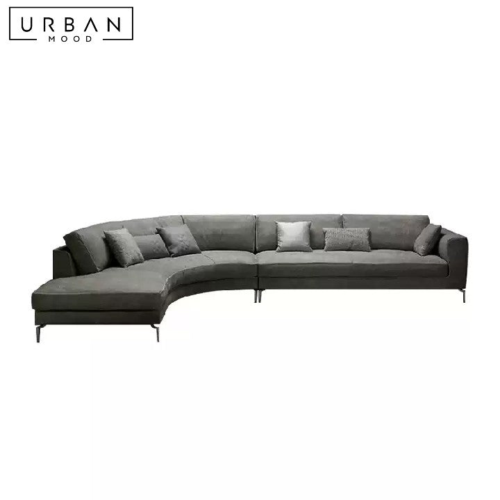 LEBON Modern Curved Leather Sofa