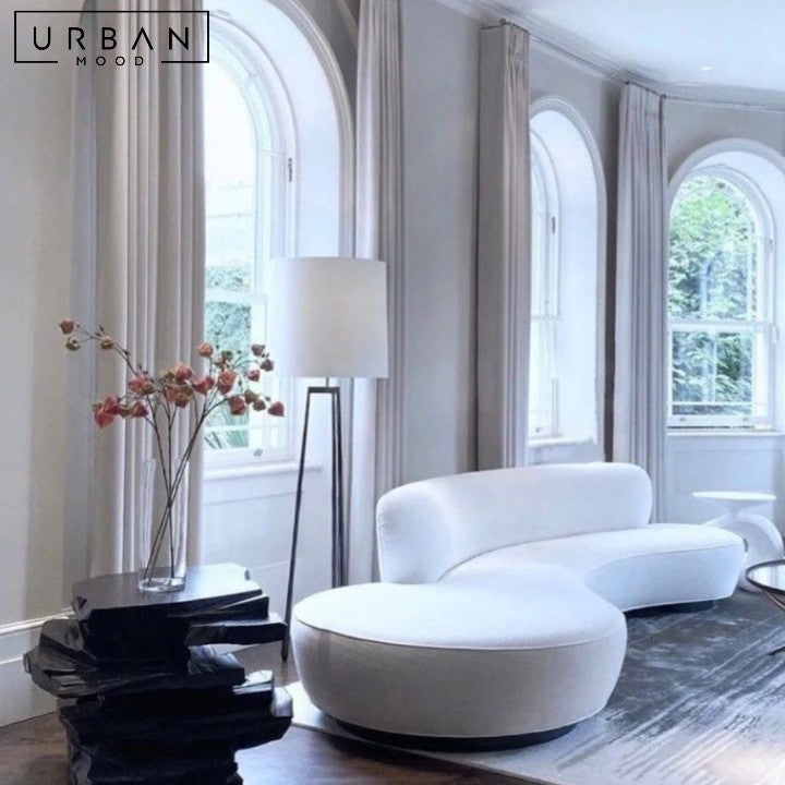 FEVRE Modern Curved Boucle Sofa