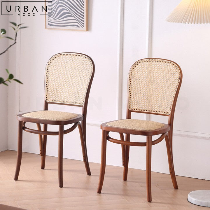 LESKI Vintage Rattan Dining Chair