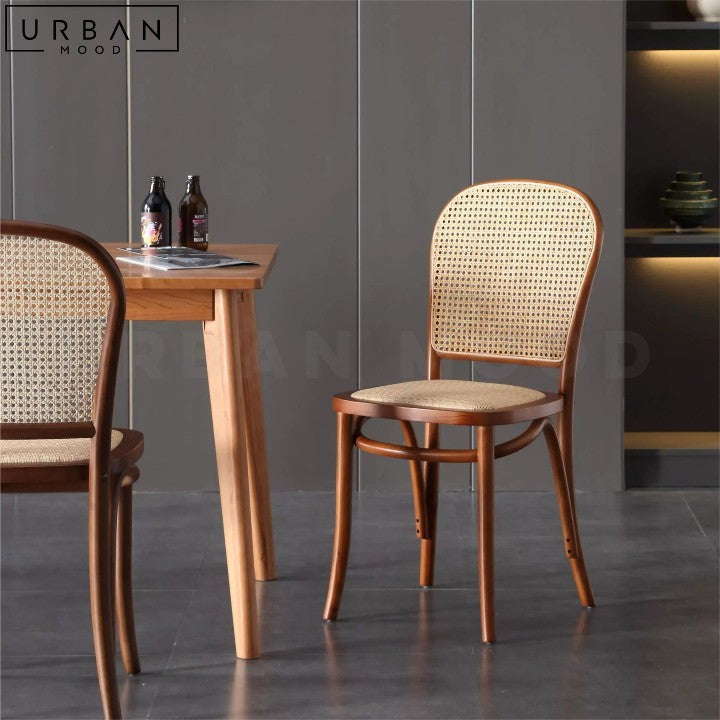 LESKI Vintage Rattan Dining Chair