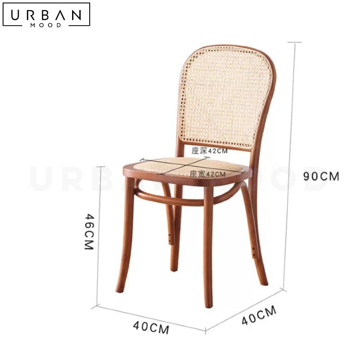 LESKI Vintage Rattan Dining Chair