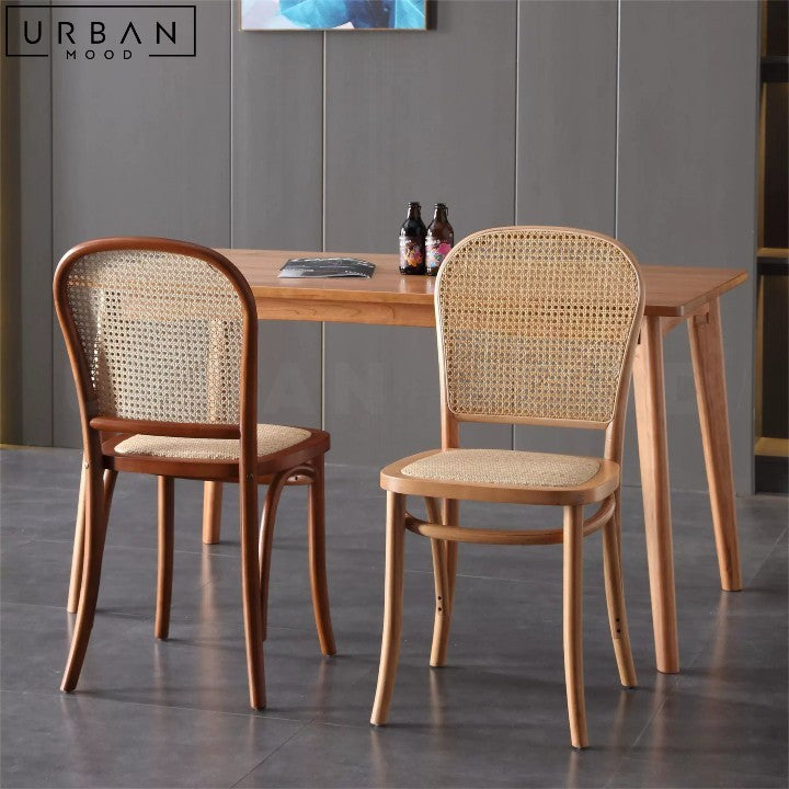 LESKI Vintage Rattan Dining Chair