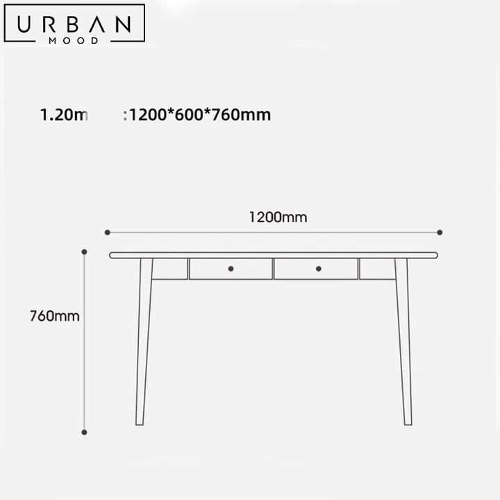 LESSI Japandi Solid Wood Study Table