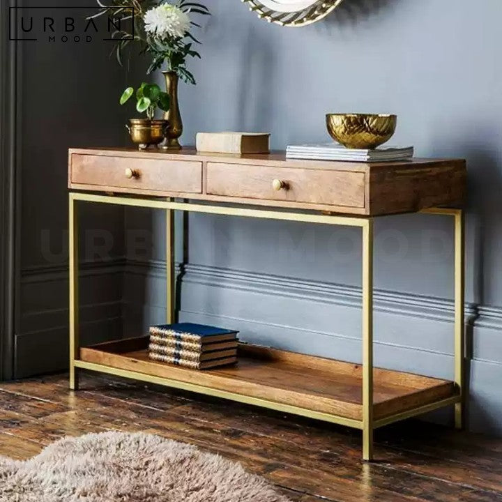LILIEN Mid-Century Solid Wood Console Table