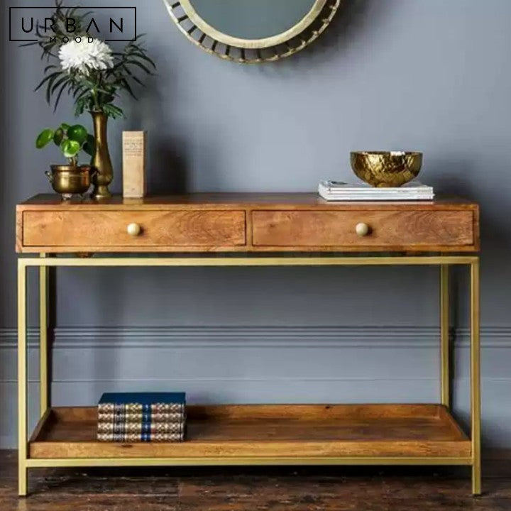 LILIEN Mid-Century Solid Wood Console Table