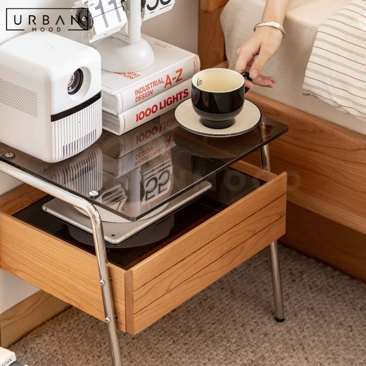 LILIES Modern Solid Wood Bedside Table