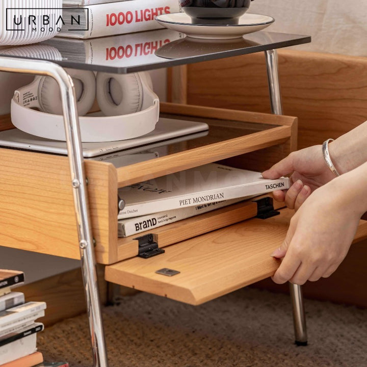 LILIES Modern Solid Wood Bedside Table