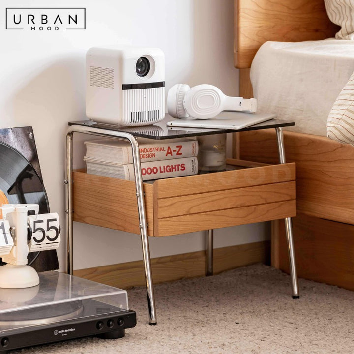 LILIES Modern Solid Wood Bedside Table