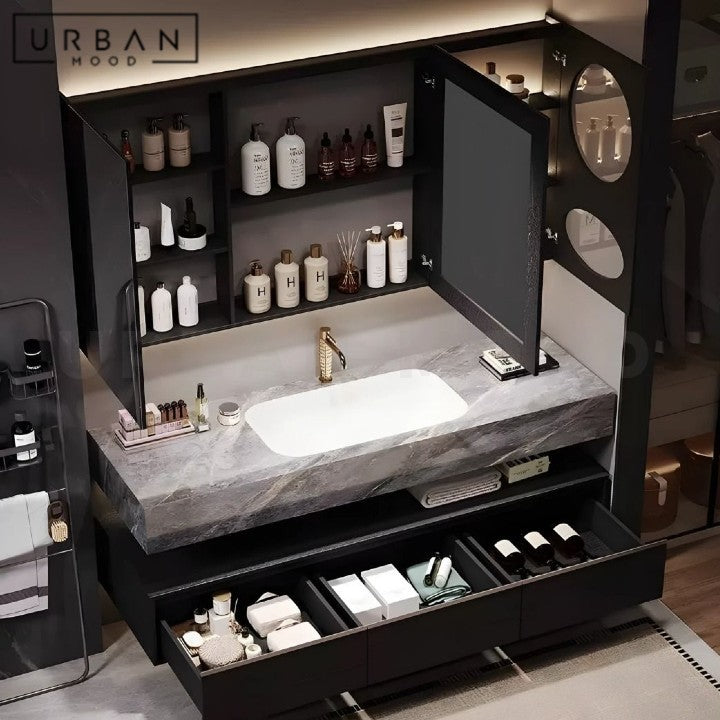 LING Modern Bathroom Mirror & Vanity Cabinet