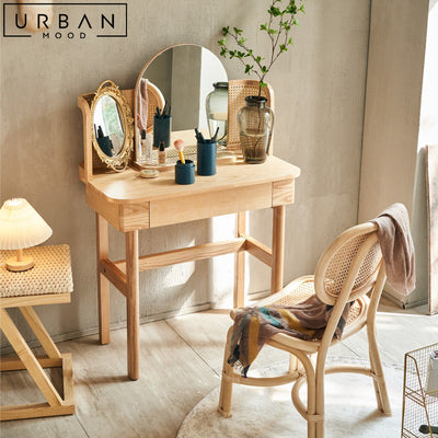 LINDSY Japandi Solid Wood Vanity Table