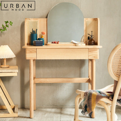 LINDSY Japandi Solid Wood Vanity Table