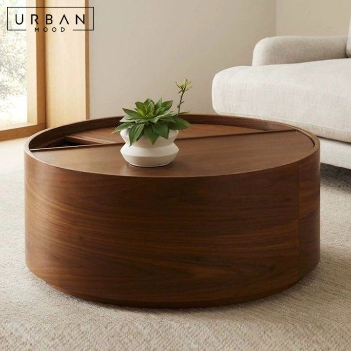 LESHAY Modern Round Storage Coffee Table