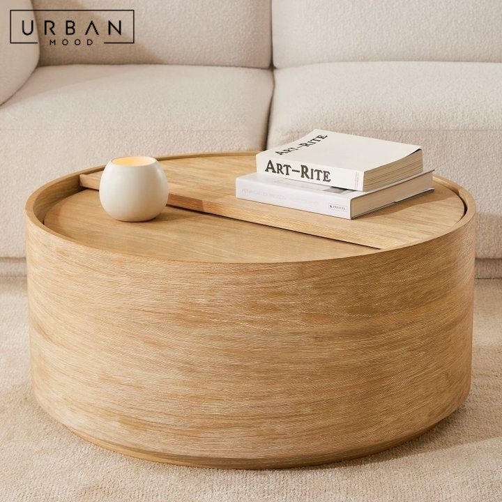 LESHAY Modern Round Storage Coffee Table