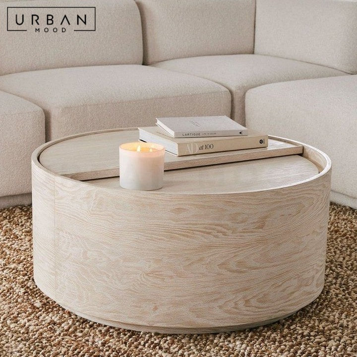 LESHAY Modern Round Storage Coffee Table