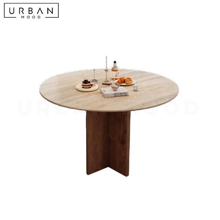 LOBOS Wabi Sabi Round Travertine Dining Table