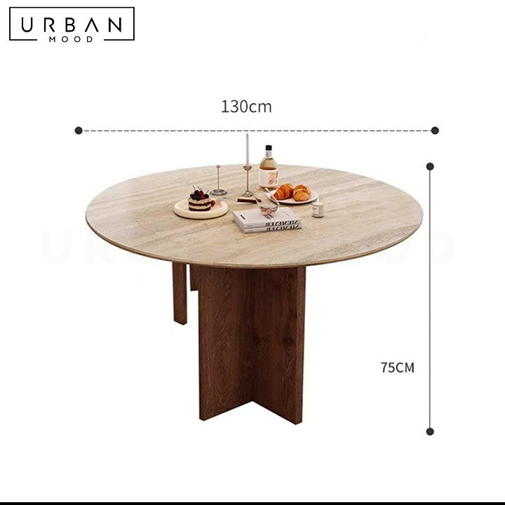 LOBOS Wabi Sabi Round Travertine Dining Table