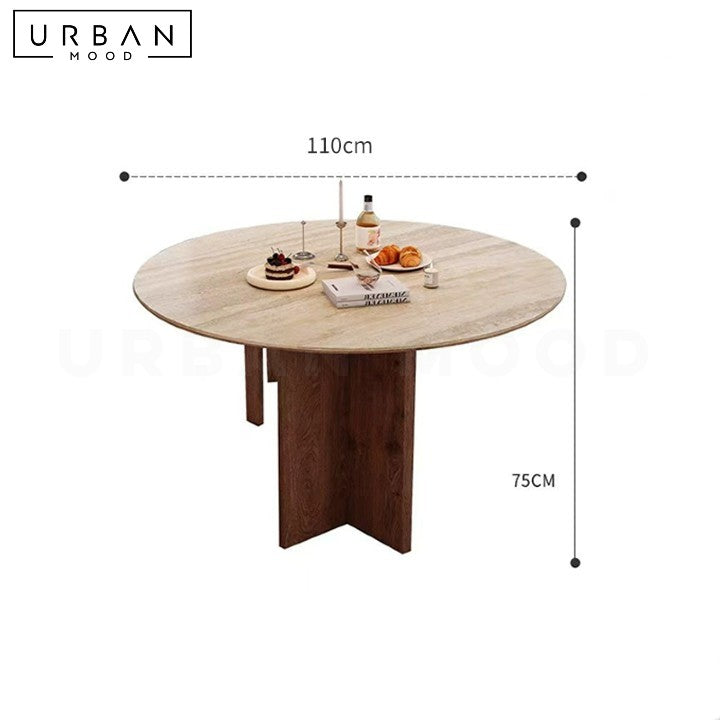LOBOS Wabi Sabi Round Travertine Dining Table