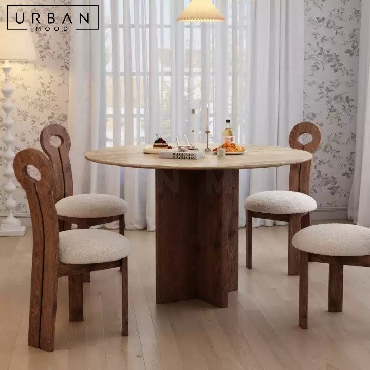 LOBOS Wabi Sabi Round Travertine Dining Table