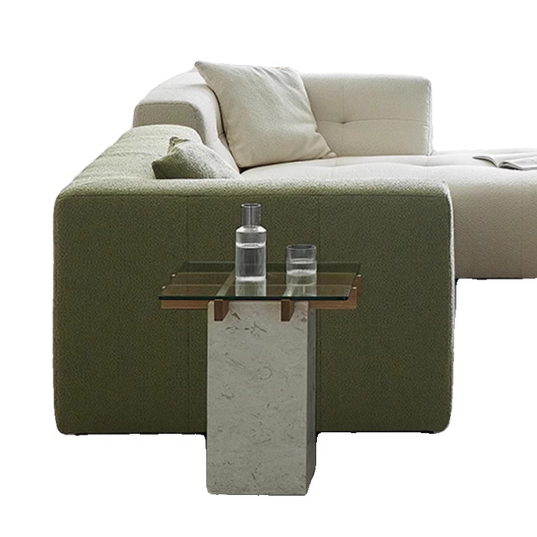 LORVAN Modern Travertine Side Table - Urban Mood Singapore