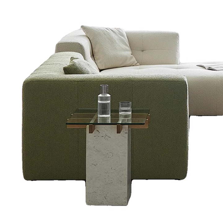 LORVAN Modern Travertine Side Table - Urban Mood Singapore
