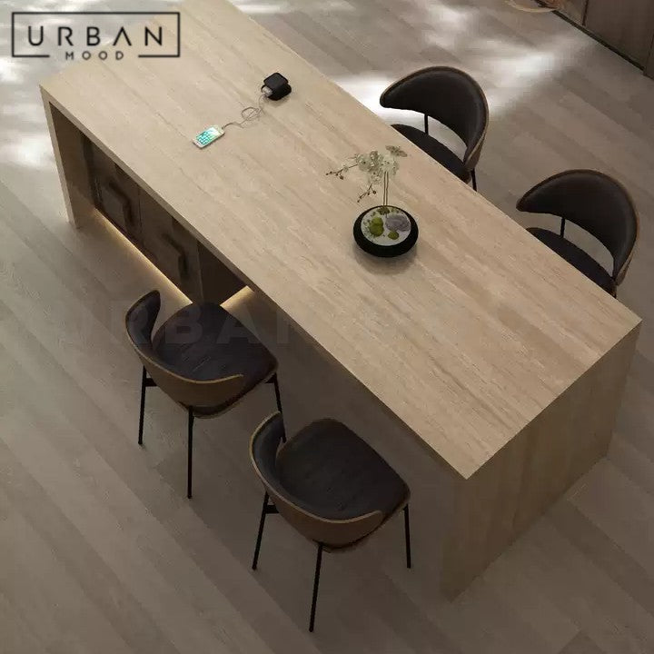 LUANN Modern Travertine Dining Table Island