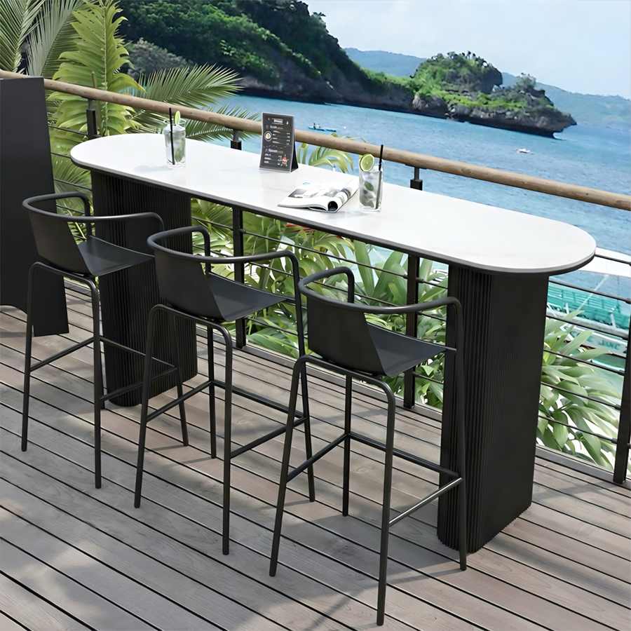 LUCARO Modern Outdoor Sintered Stone Bar Table - Urban Mood Singapore