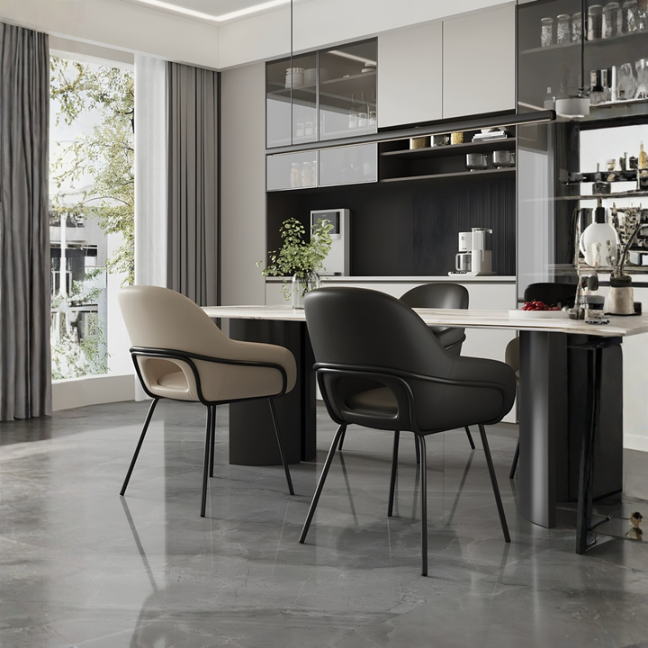 LUCENTE Modern Leather Dining Chair - Urban Mood Singapore