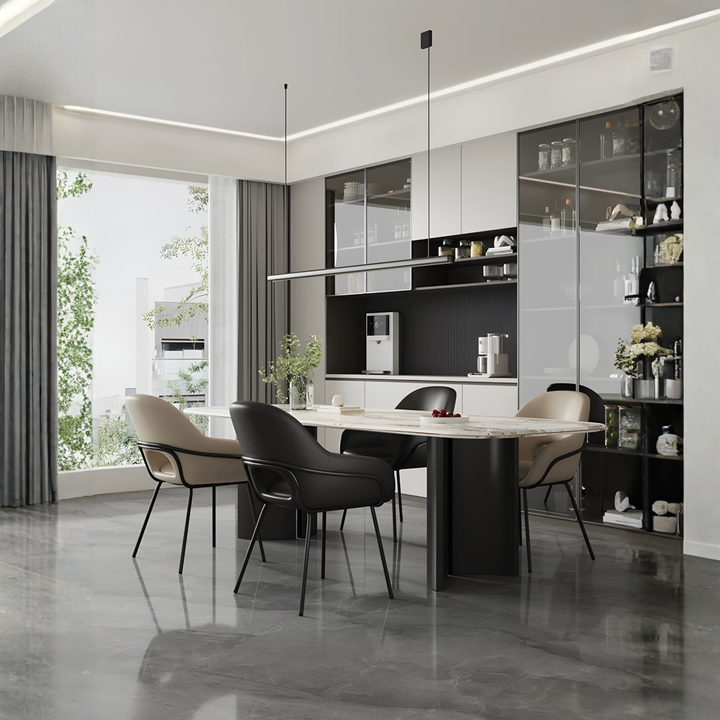 LUCENTE Modern Leather Dining Chair - Urban Mood Singapore