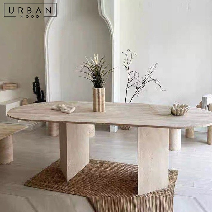 LUCIANE Modern Travertine Dining Table