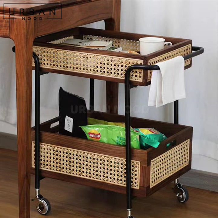 LUCID Retro Rattan Bar Cart