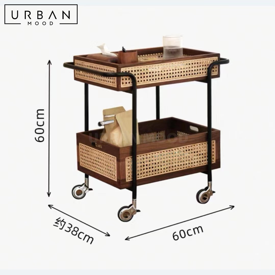 LUCID Retro Rattan Bar Cart