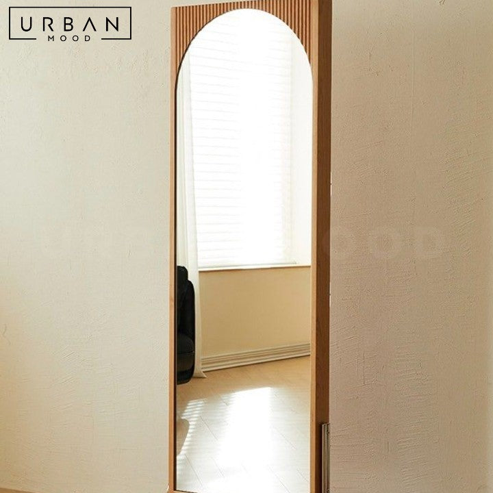 LUCILA Japandi Solid Wood Mirror Shelf