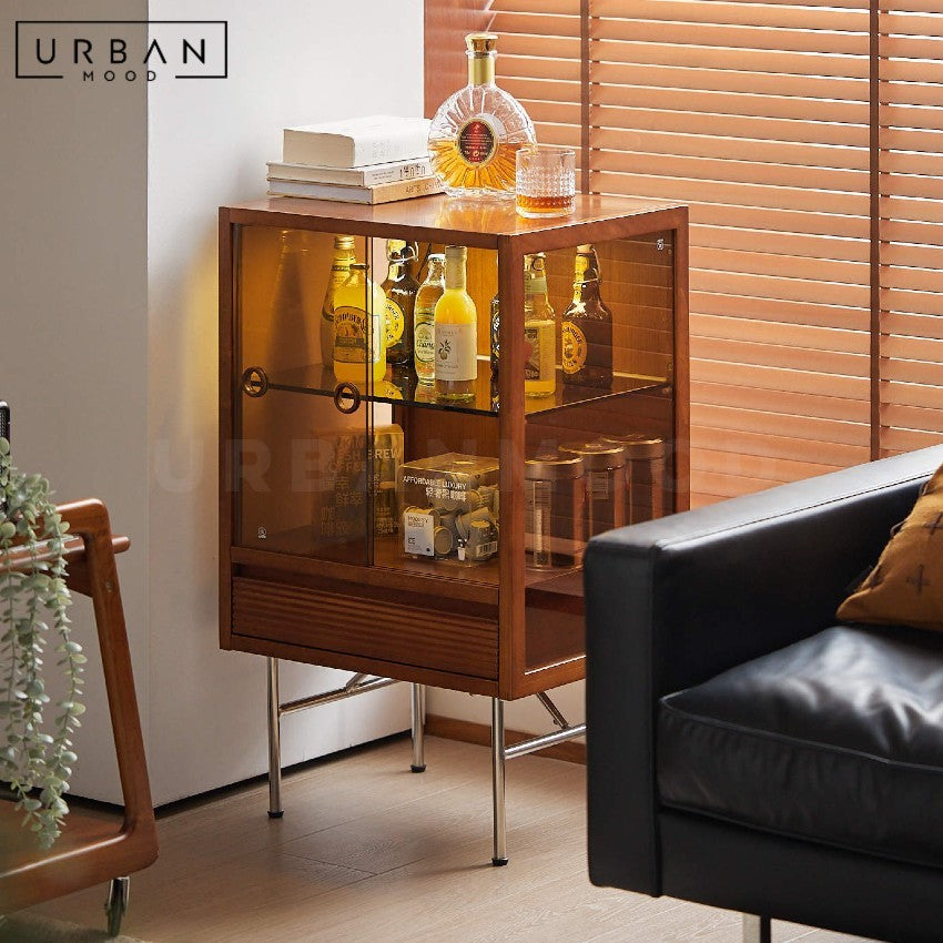 LUXTON Mid Century Solid Wood Display Cabinet