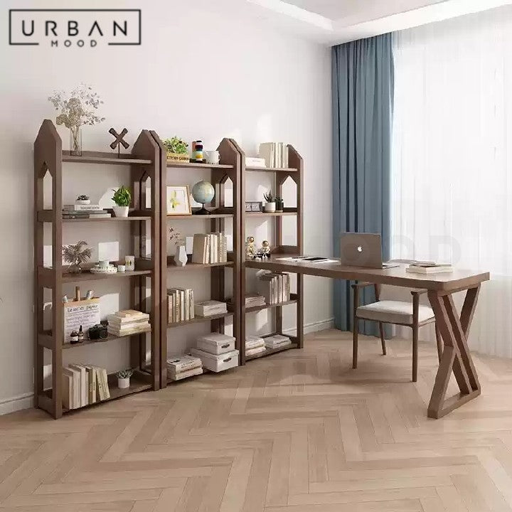 LUTEN Modern Solid Wood Study Table & Shelf