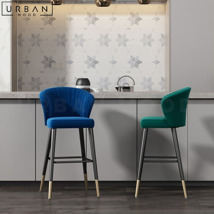 LUZY Modern Velvet Bar Stool